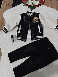 Ayıcıklı deri montlu takım