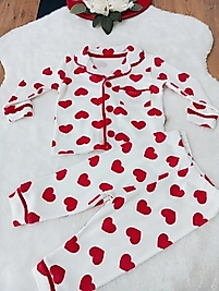 Kalp detaylı pijama takımı